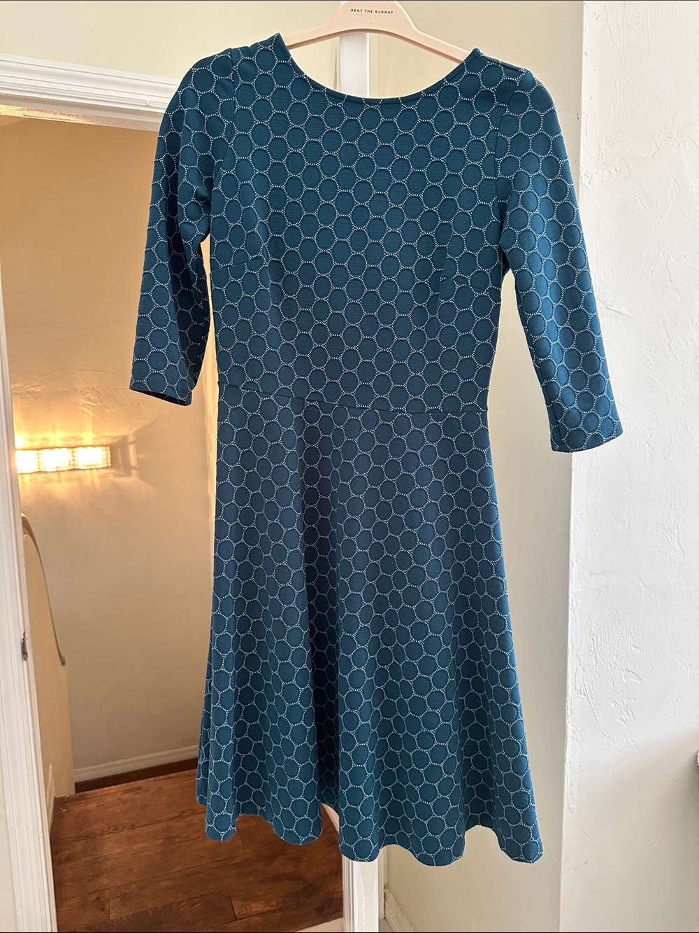 Leota Women’s Teal Circle-Pattern Fit & Flare Dress